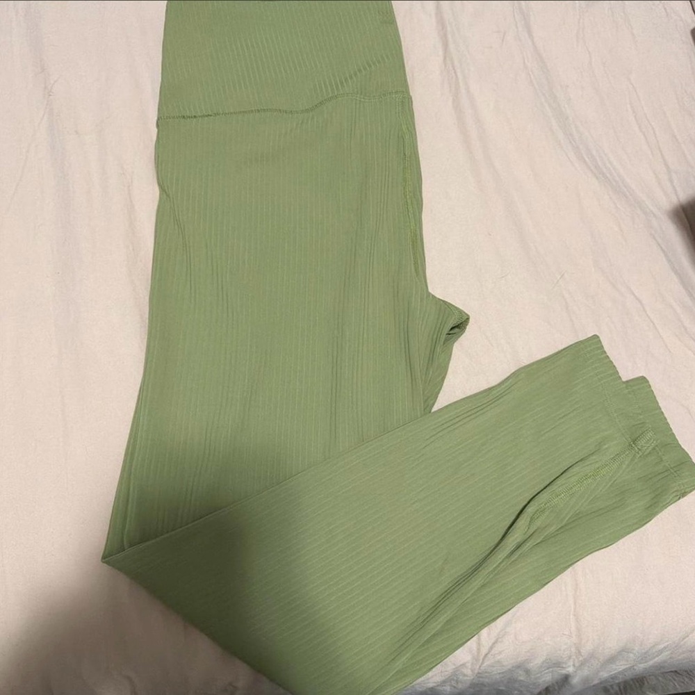 Green Ribbed leggings